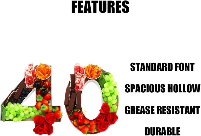 WENPACK 12" Fillable Cardboard Number Shaped Gift Grazing Charcuterie Board Paper Container (40) - Image 3